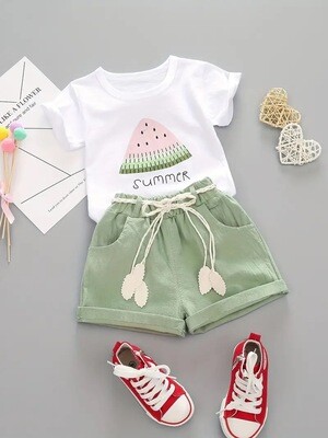Round Neck Short-Sleeved Tee &amp; Comfy Shorts - Perfect for Playtime &amp; Warm Weather
