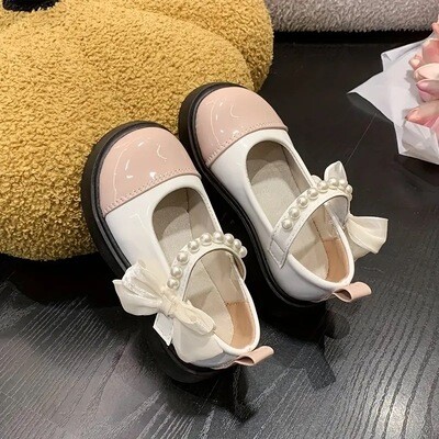 Trendy Elegant Bowknot Pearl Low Top Loafer Shoes For Girls, Lightweight Comfortable Non Slip Flat Shoes For Indoor Outdoor Party, All Seasons