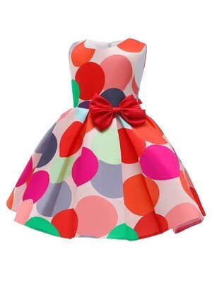 Charming Polka Dot Sleeveless Princess Dress with Bow for Girls - Comfortable, All-Season Party Wear