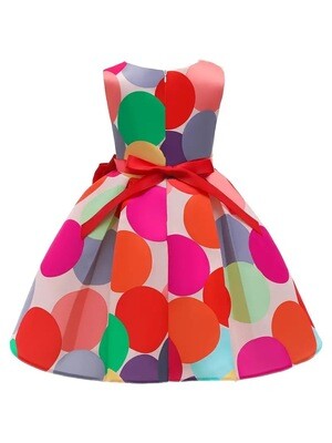 Charming Polka Dot Sleeveless Princess Dress with Bow for Girls - Comfortable, All-Season Party Wear