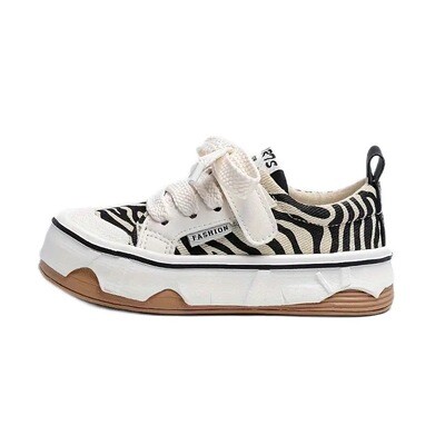 Girl's Zebra Canvas Shoes, Comfortable Non-slip Walking Shoes For All Seasons
