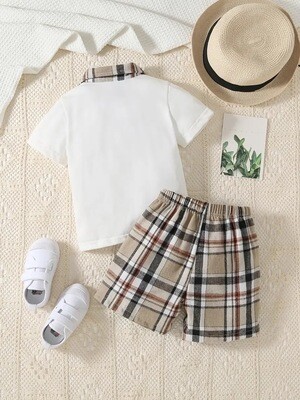 Stylish Kids Polo & Plaid Shorts Outfit - Easy Care, All-Season Comfort, Preppy Chic