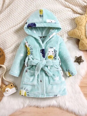 Infant Baby Pajamas Set Little Lion Animals Pattern Print Cute Soft Flannel Thickened Warm Comfortable Hooded Loungewear