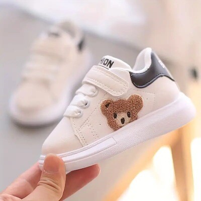 Boys' Breathable Low Top Sneakers - Anti-Slip, Comfy Bear-Embroidered Walking Running Shoes for All-Season Fun