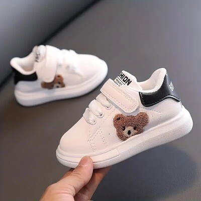 Boys' Breathable Low Top Sneakers - Anti-Slip, Comfy Bear-Embroidered Walking Running Shoes for All-Season Fun