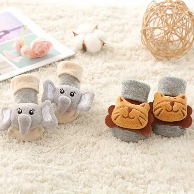 2pairs Baby Boys Cartoon Animal Casual Floor Socks, Breathable Comfortable First Walking Shoes For Infant Newborn Toddlers