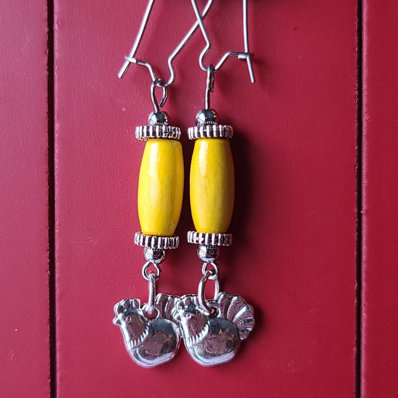 Henny Penny - Yellow Hen Earrings