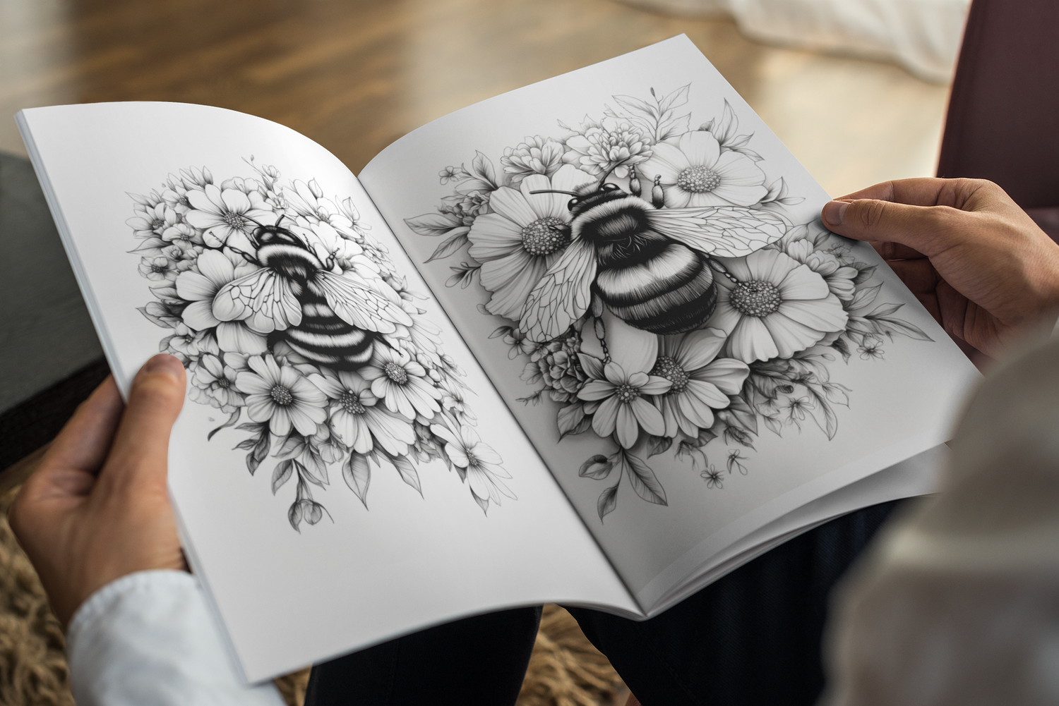 Bumblebee Floral Artwork Collection No.2 - Colour and Create Six-Pack