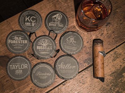 Slate Bourbon Barrel Coasters