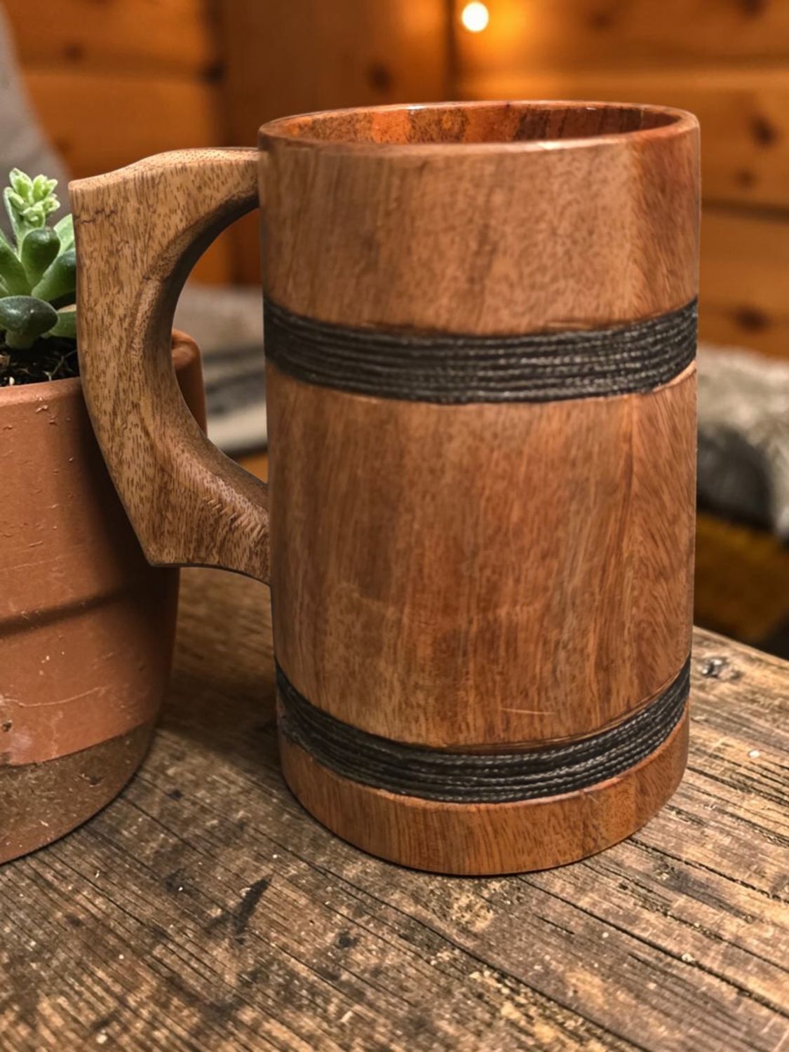 HANDMADE WOODEN TANKARD
