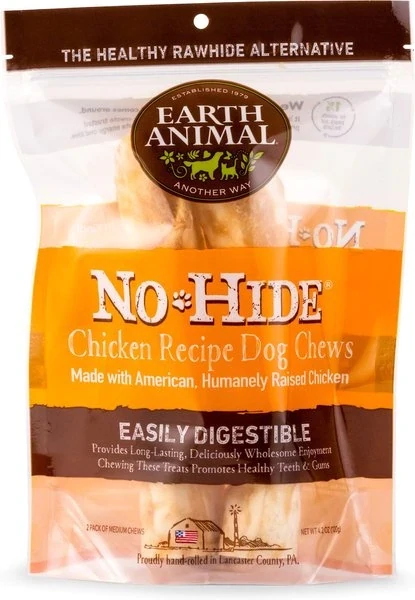 Earth Animal No Hide Chews 2 Pack 7&quot; Medium Chicken