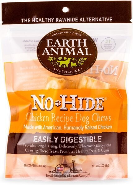 Earth Animal No Hide Chews 2 Pack 4&quot; Small Chicken