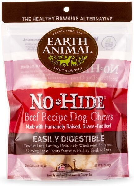 Earth Animal No Hide Chews 2 Pack 4&quot; Small Beef