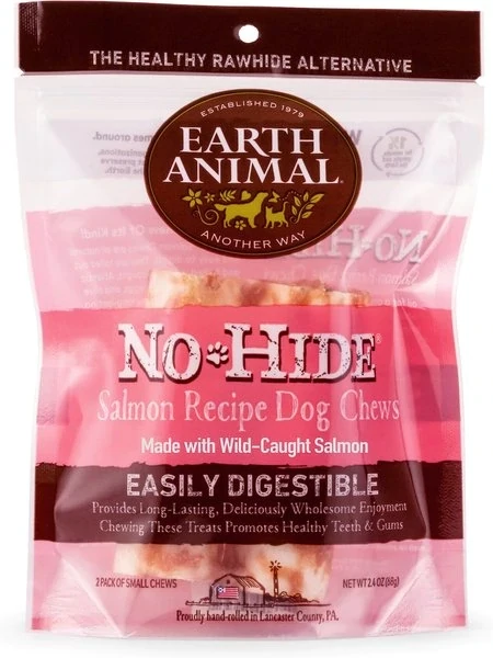 Earth Animal No Hide Chews 2 Pack 4&quot; Small Salmon