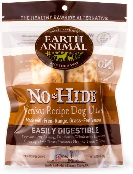 Earth Animal No Hide Chews 2 Pack 4&quot; Small Venison