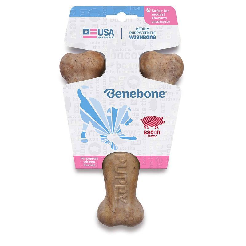 Benebone Puppy Wishbone Bacon Flavor Medium