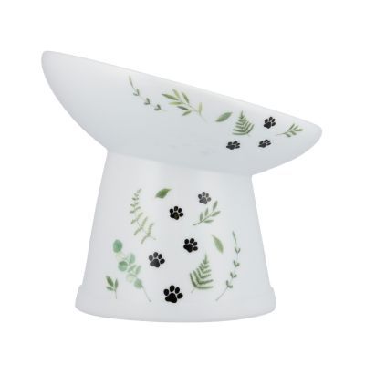 Necoichi Tilted &amp; Raised Cat Food Bowl Green