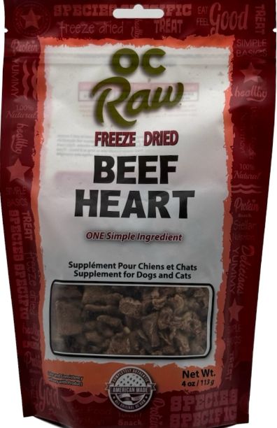OC Raw Treats Beef Hearts 4oz