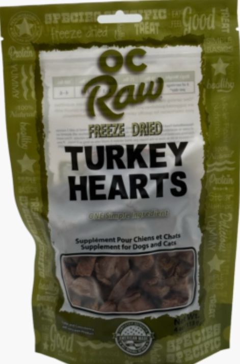 OC Raw Treats Turkey Hearts 4oz