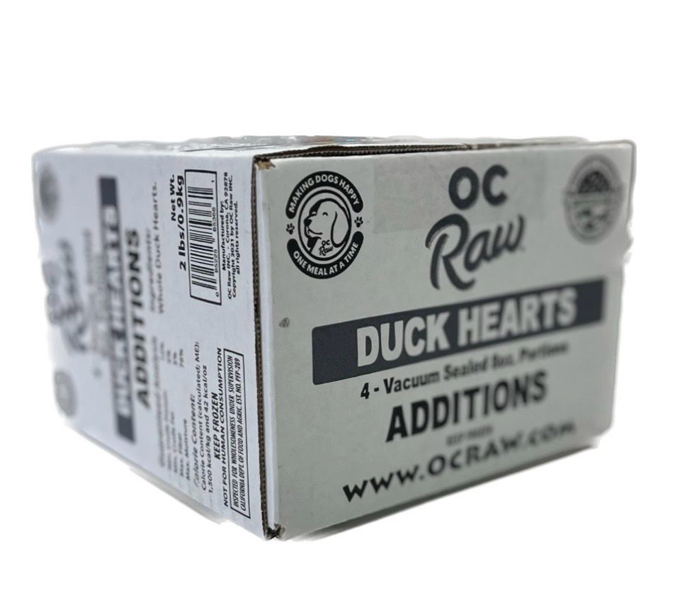 OC Raw Additions Duck Hearts Single Pack 8oz DISCONTINUED