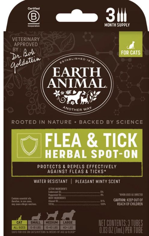 Earth Animal Flea &amp; Tick Spot On For Cats