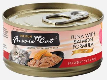 Fussie Cat Tuna &amp; Salmon In Aspic 2.8oz