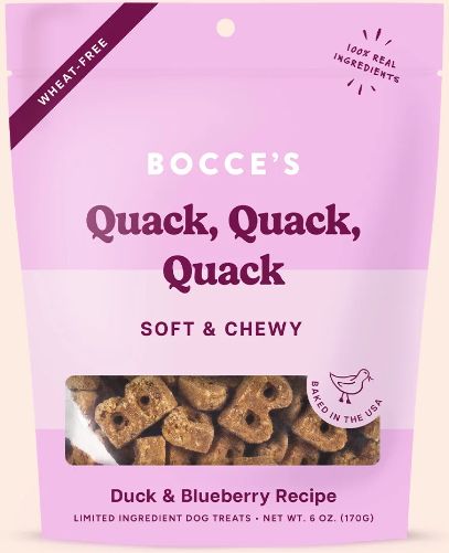 Bocce's Soft &amp; Chewy Quack Duck &amp; Blueberry 6oz