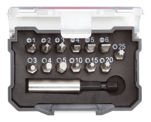 BOITES A EMBOUTS 1/4" 14 pièces PH+SL+TX+6 bords+porte-embouts
