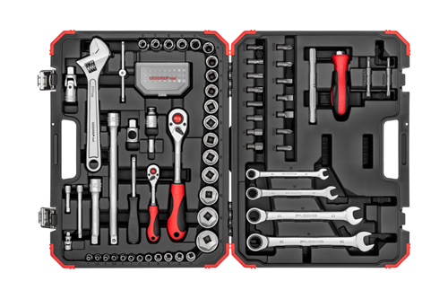 JEU DE CLES A DOUILLES 1/4" + 1/2" 97 pièces