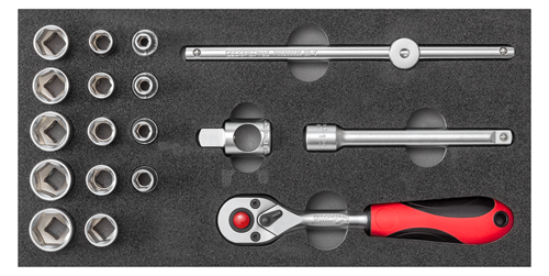 JEU DE CLES A DOUILLES 3/8" en modules 1/3 CT 18 pièces