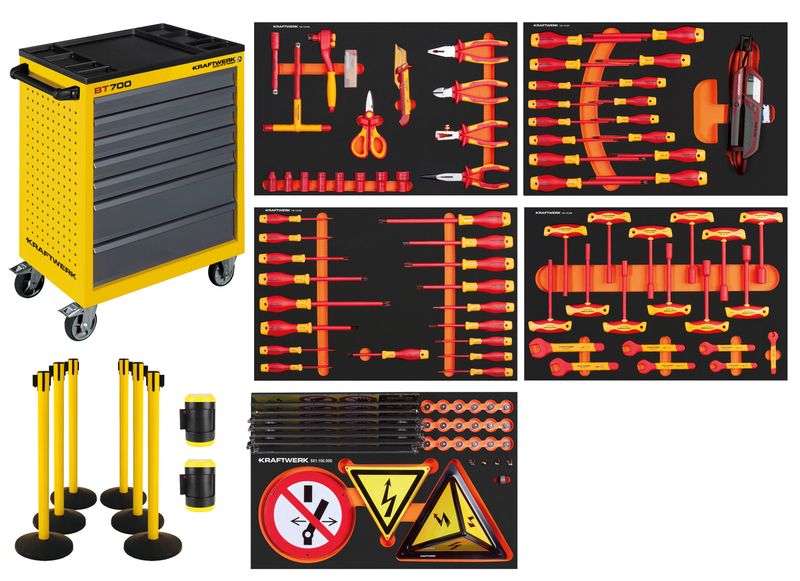 VDE Servante d'atelier BT700, 124 pcs, barrière incluse
