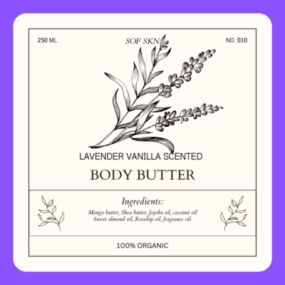 Lavender Vanilla Whipped Body Butter 8oz.