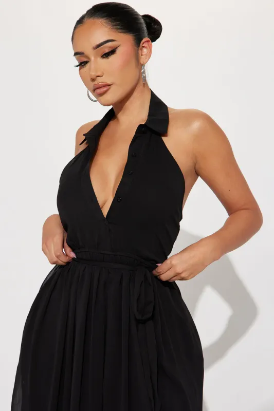 Charlie Chiffon Jumpsuit - Black