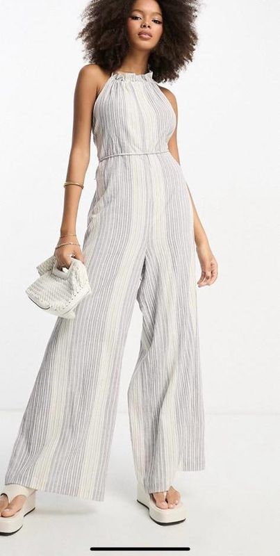 Jumpsuit with wide leg in stripe