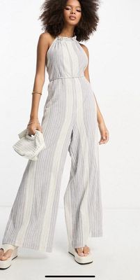 Jumpsuit with wide leg in stripe