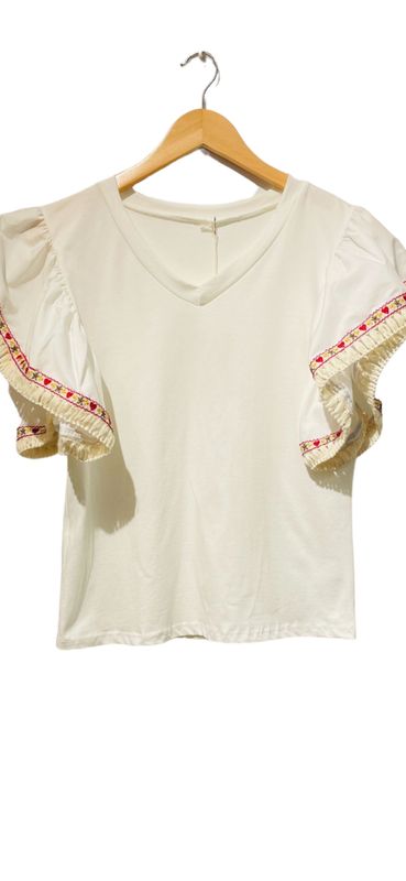 Franela Lumine Tee de Algodón con Mangas Decoradas