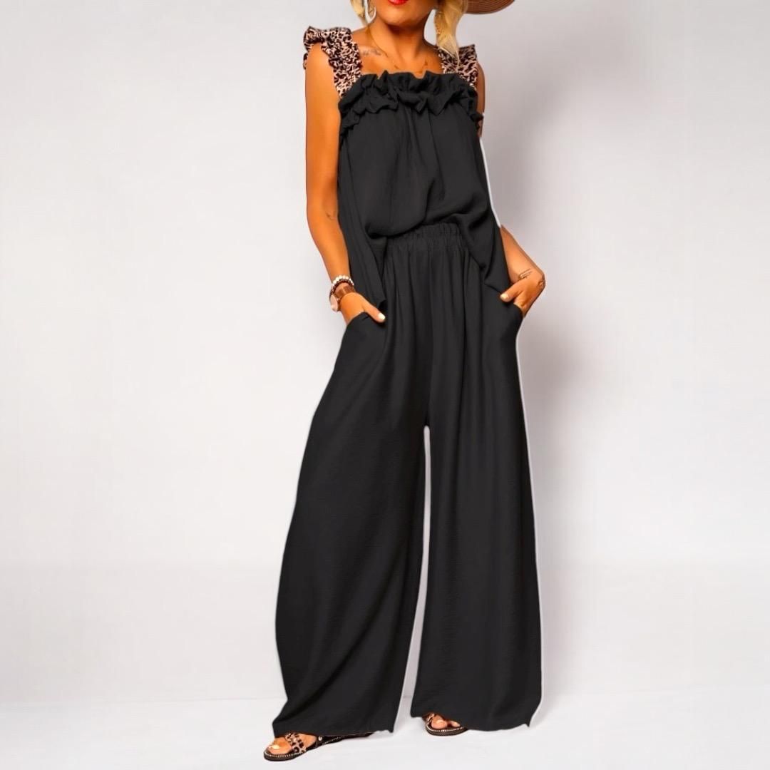 Set de Pantalón y Top con detalles de leopardo