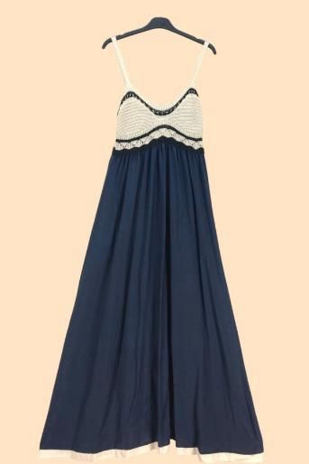 Vestido largo con tirantes crochet