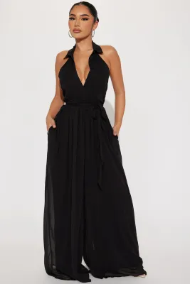 Charlie Chiffon Jumpsuit - Black