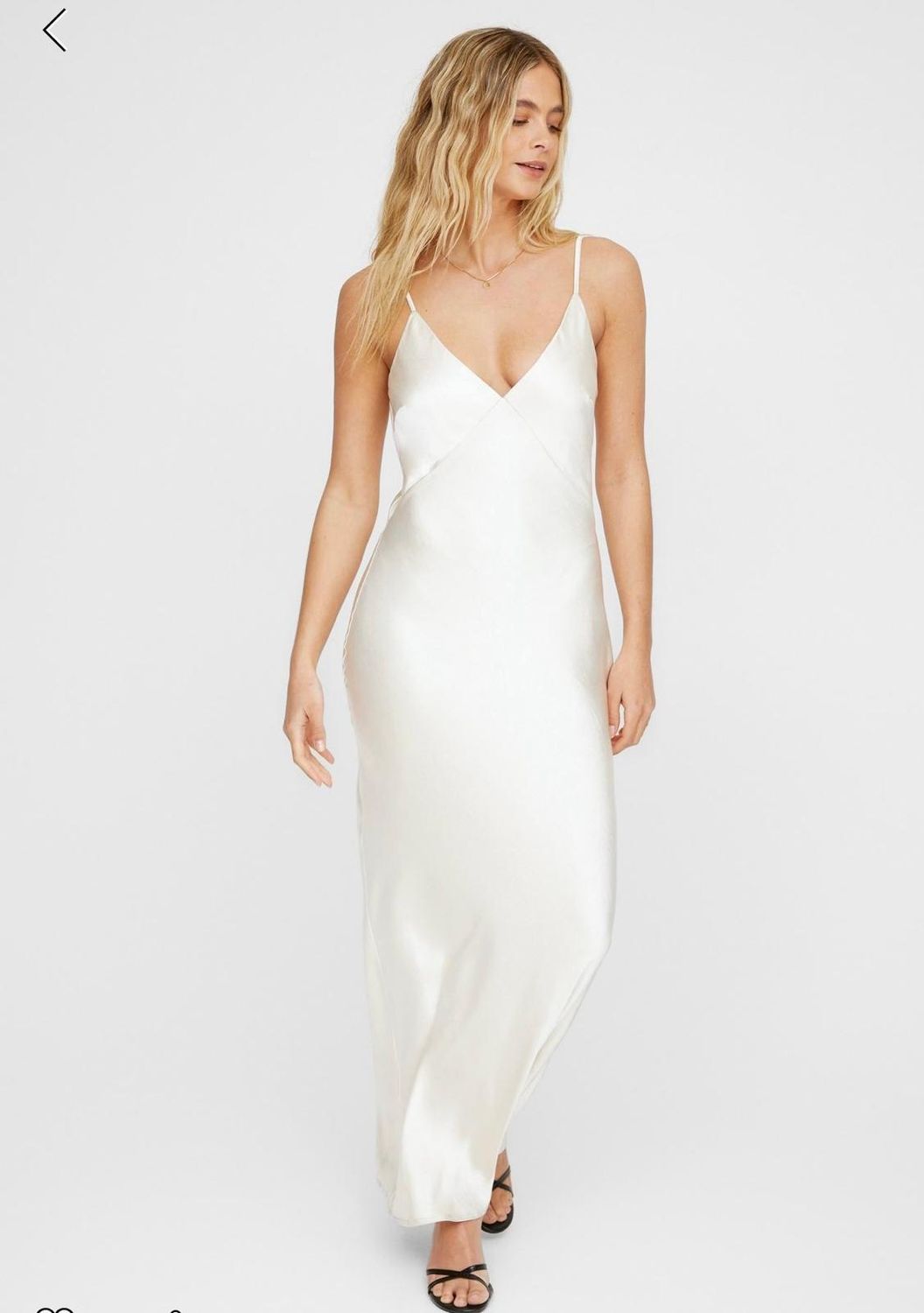 Vestido lencero largo con paneles de satén texturizado