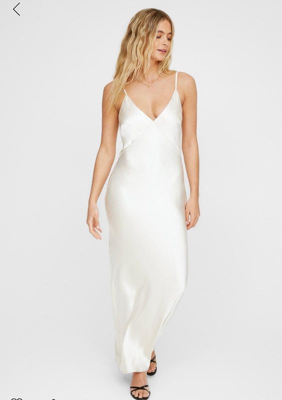 Vestido lencero largo con paneles de satén texturizado