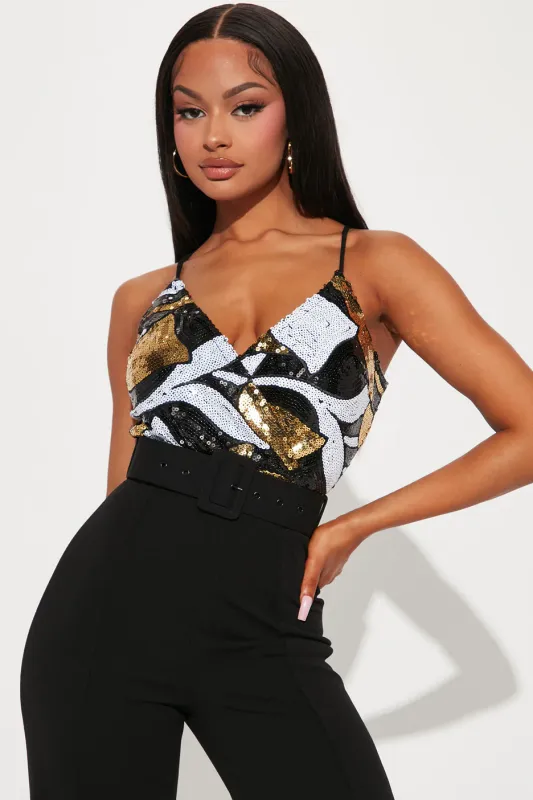 Sequin Jumpsuit - Black/Gold