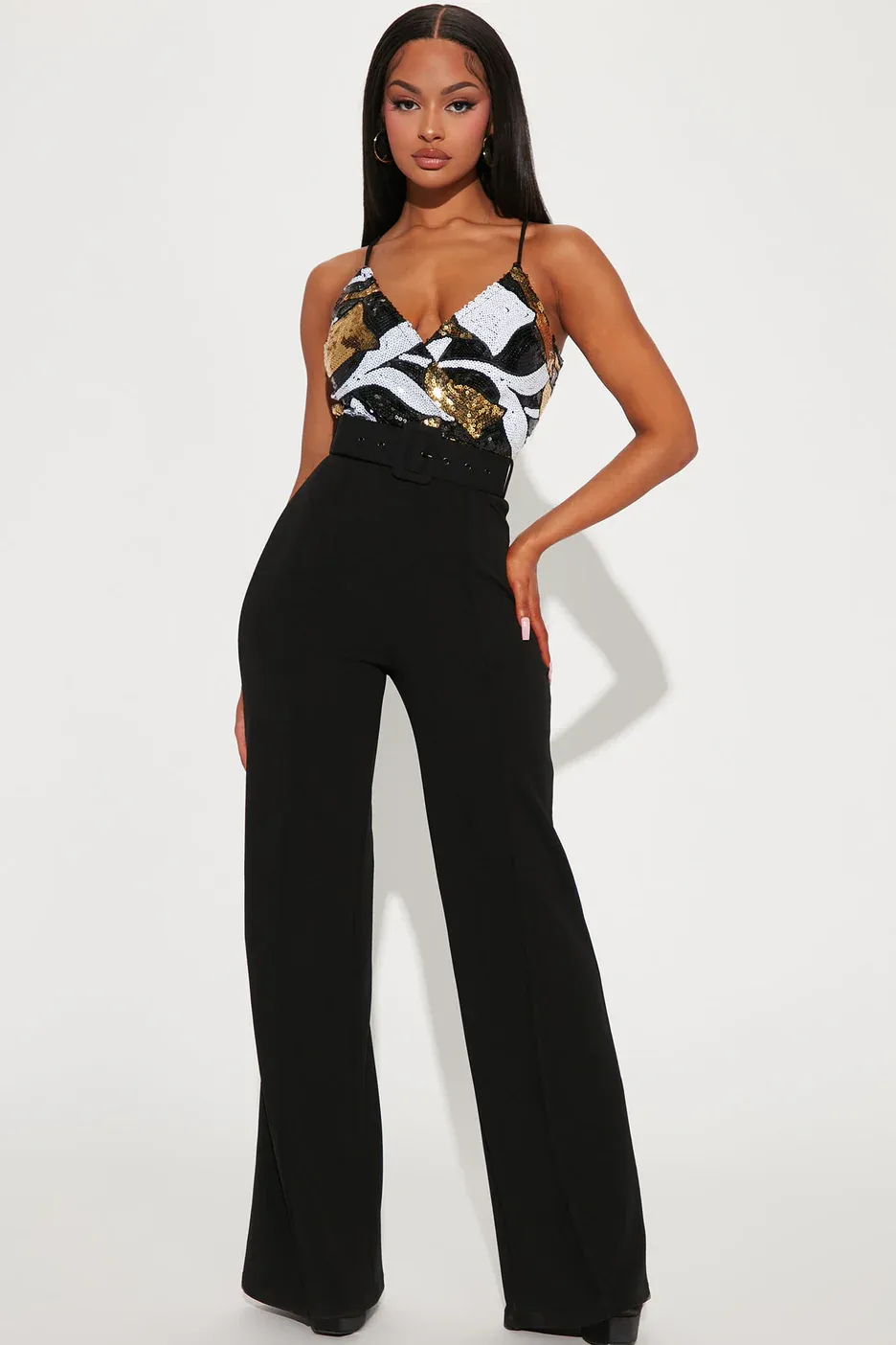 Sequin Jumpsuit - Black/Gold