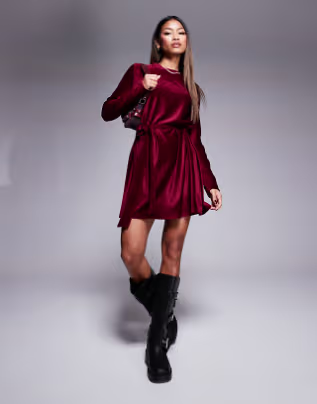 Minivestido minivestido de terciopelo con cinturón