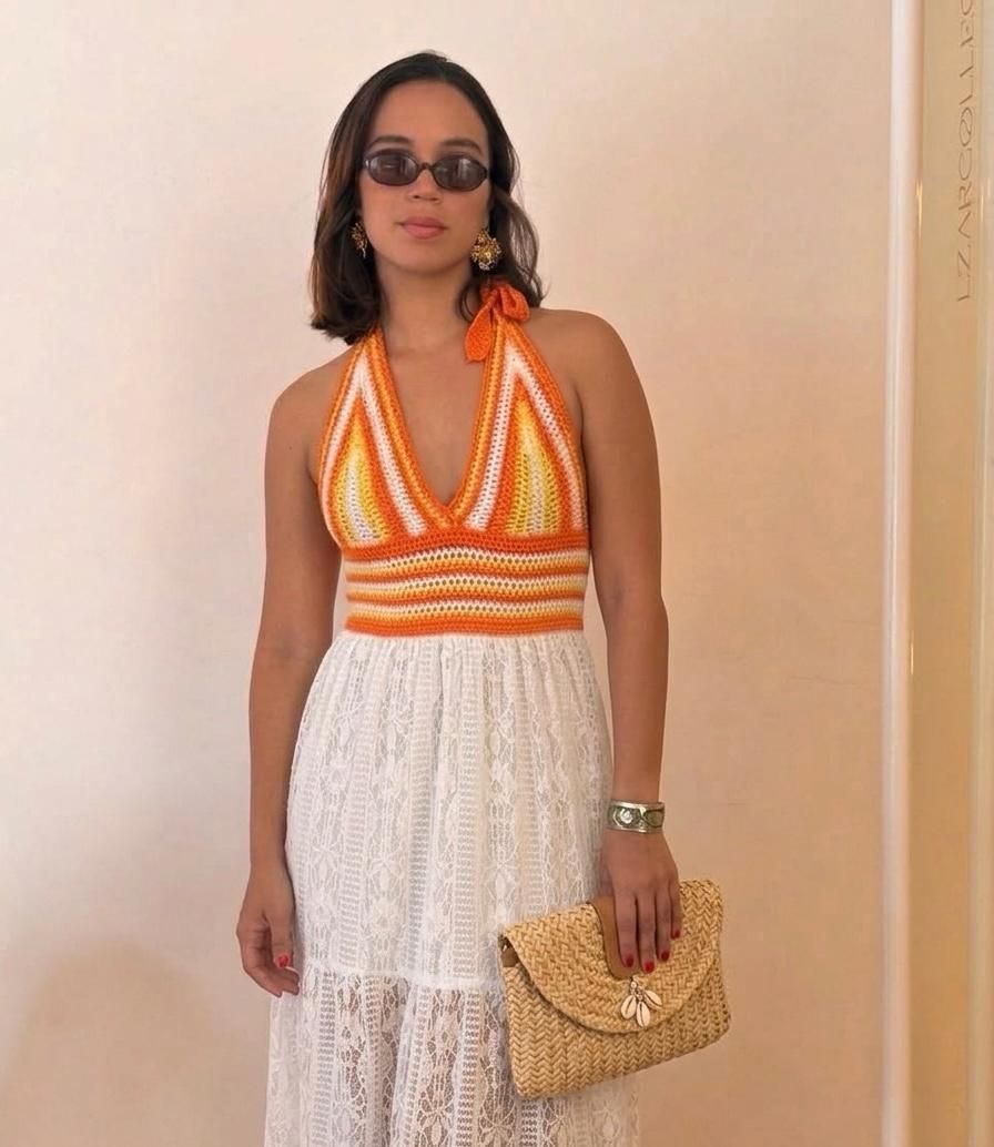 Vestido largo playero de crochet