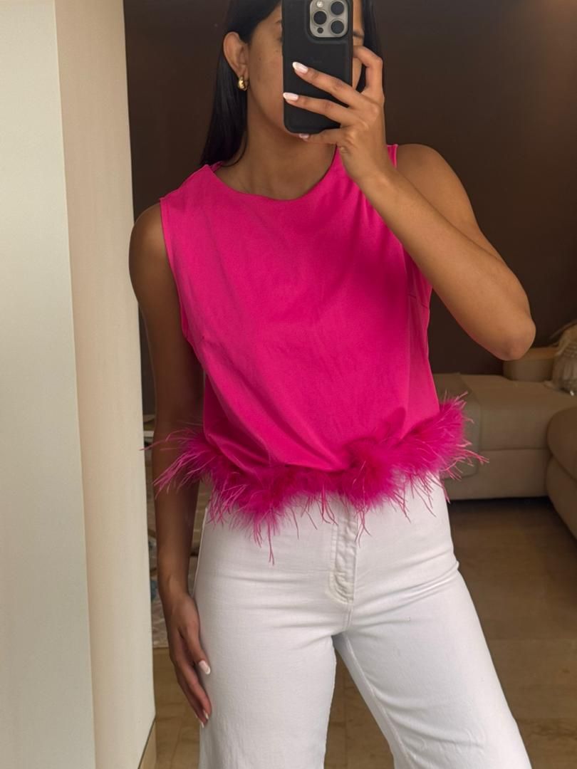 ANDRE-Blusa de plumas