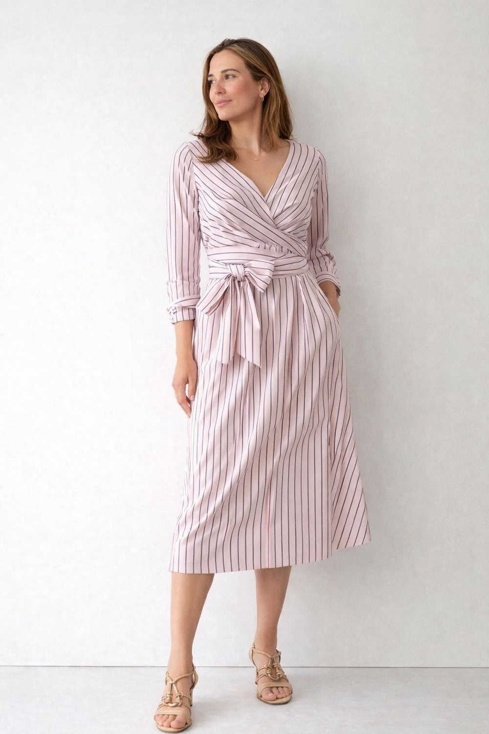 Vestido Camisero Midi Rayas Elegance