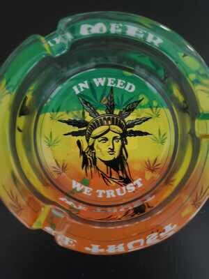 Glass Ashtray In Weed We Trust LMT