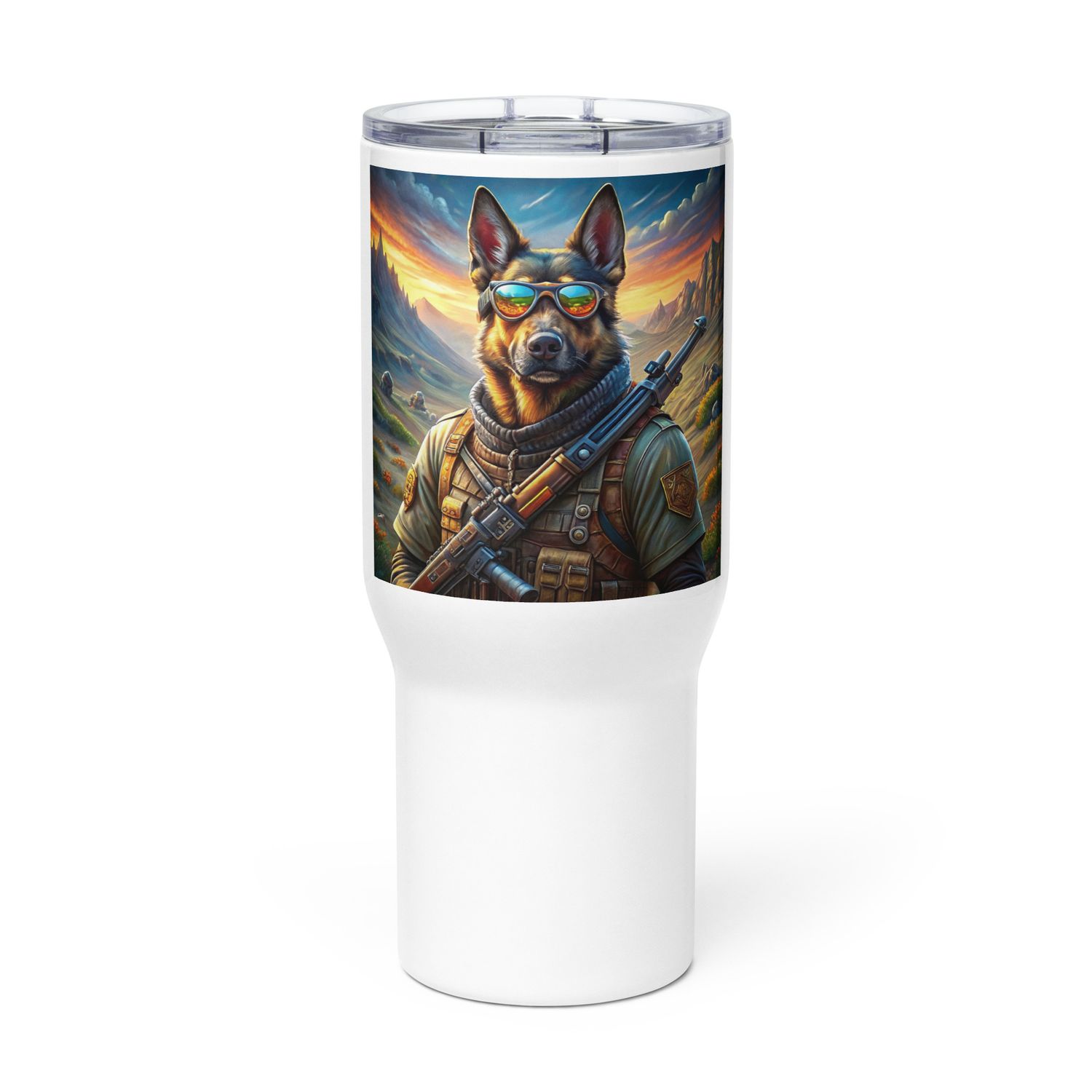 Travel mug with a handle