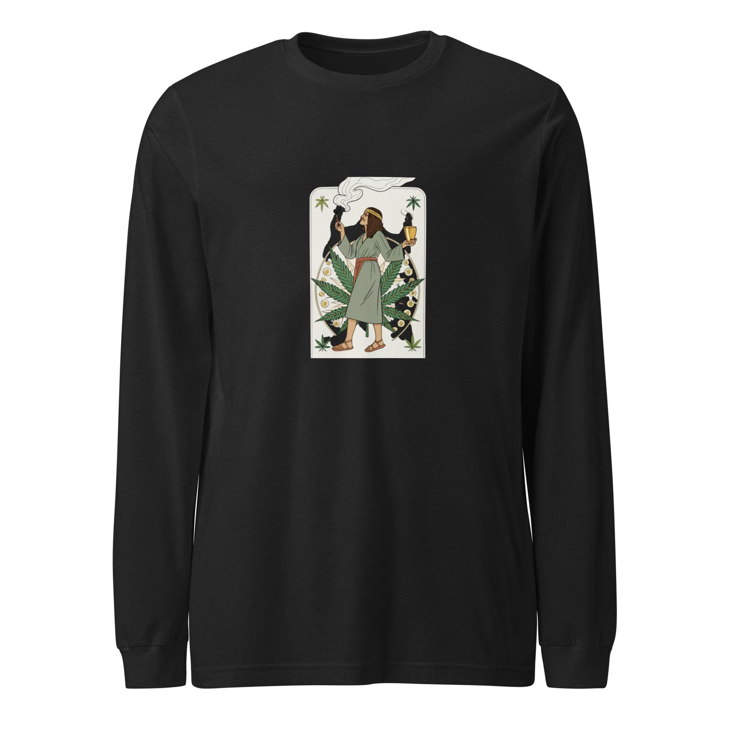 MAN SMOKING A DOOBIE CUPS TAROT Unisex Long Sleeve Tee